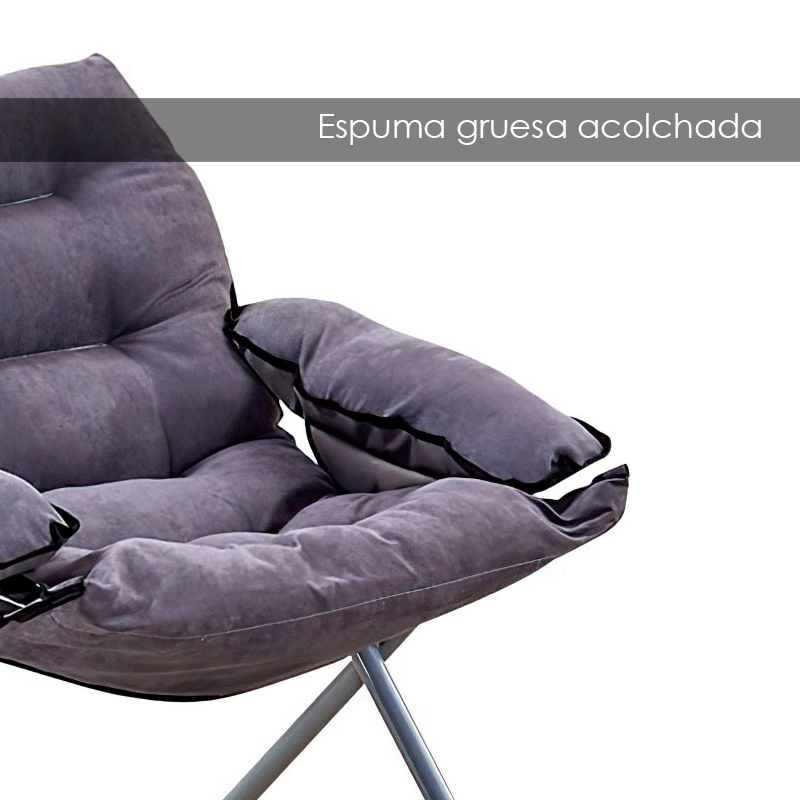 Silla plegable acolchada con taburete (Rojo)