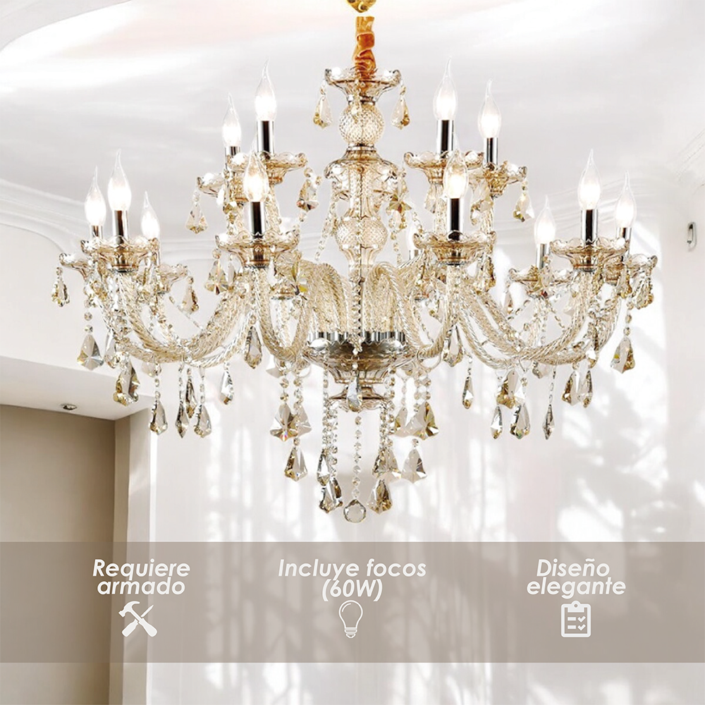 Lámpara candil de cristal candelabro 12 6 focos