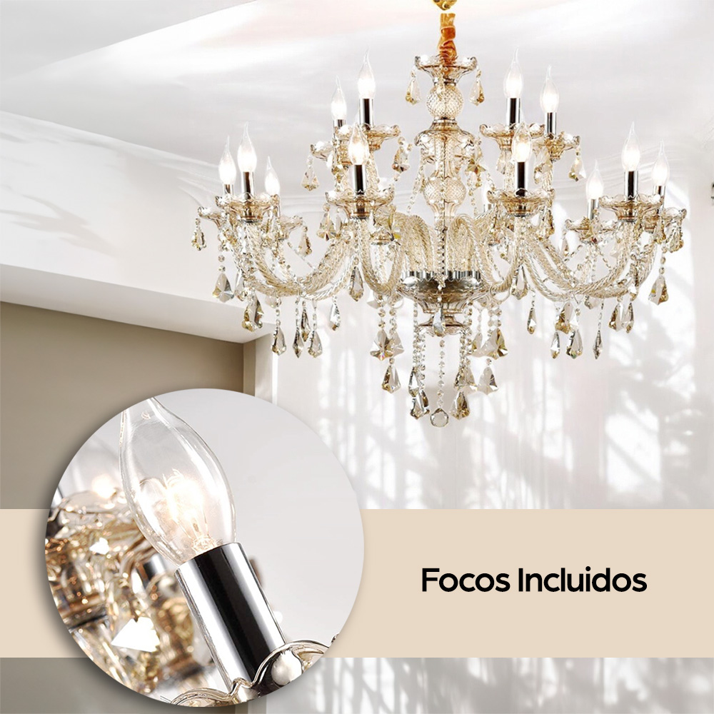 Lámpara candil de cristal candelabro 12 6 focos