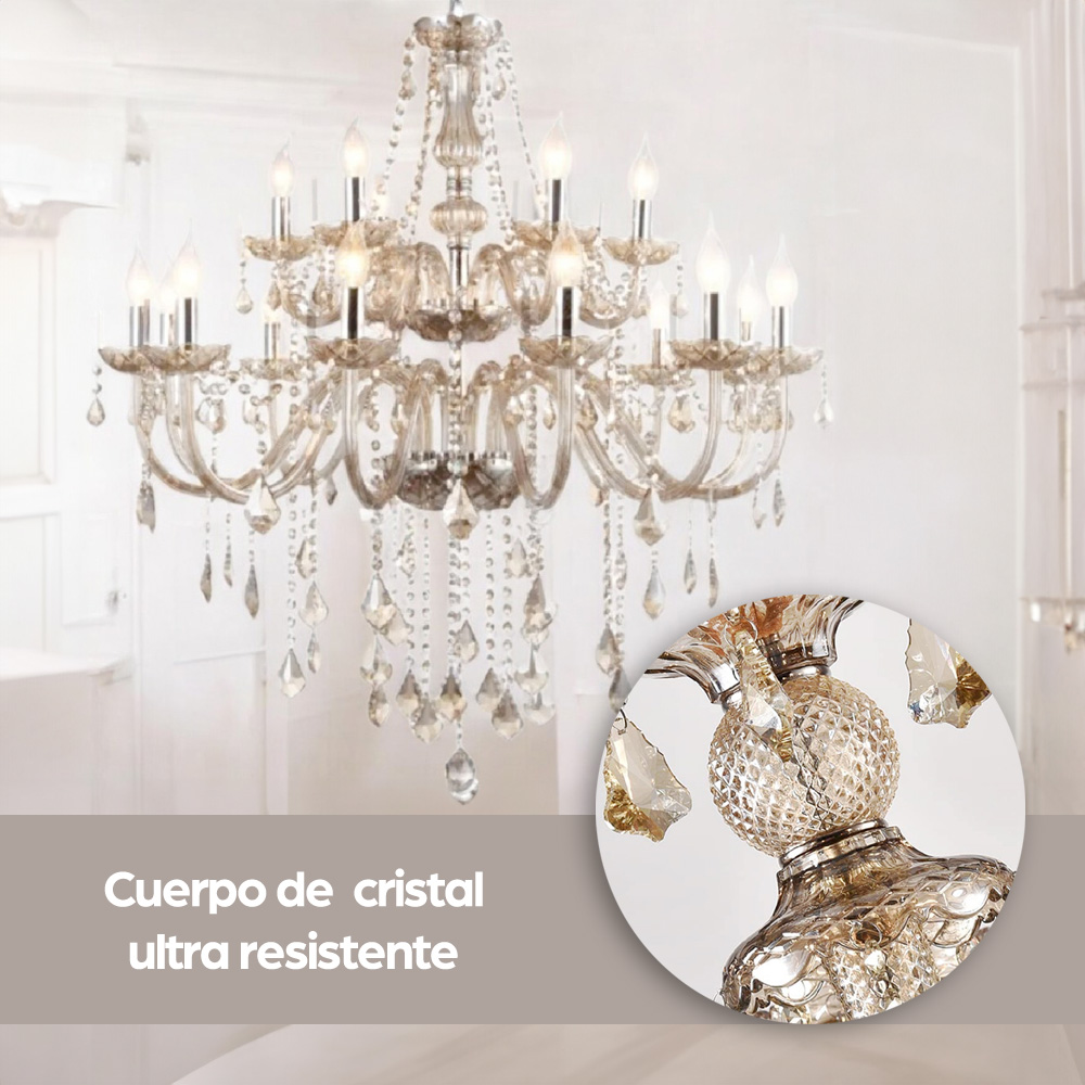 Lámpara candil de cristal candelabro 12 6 focos