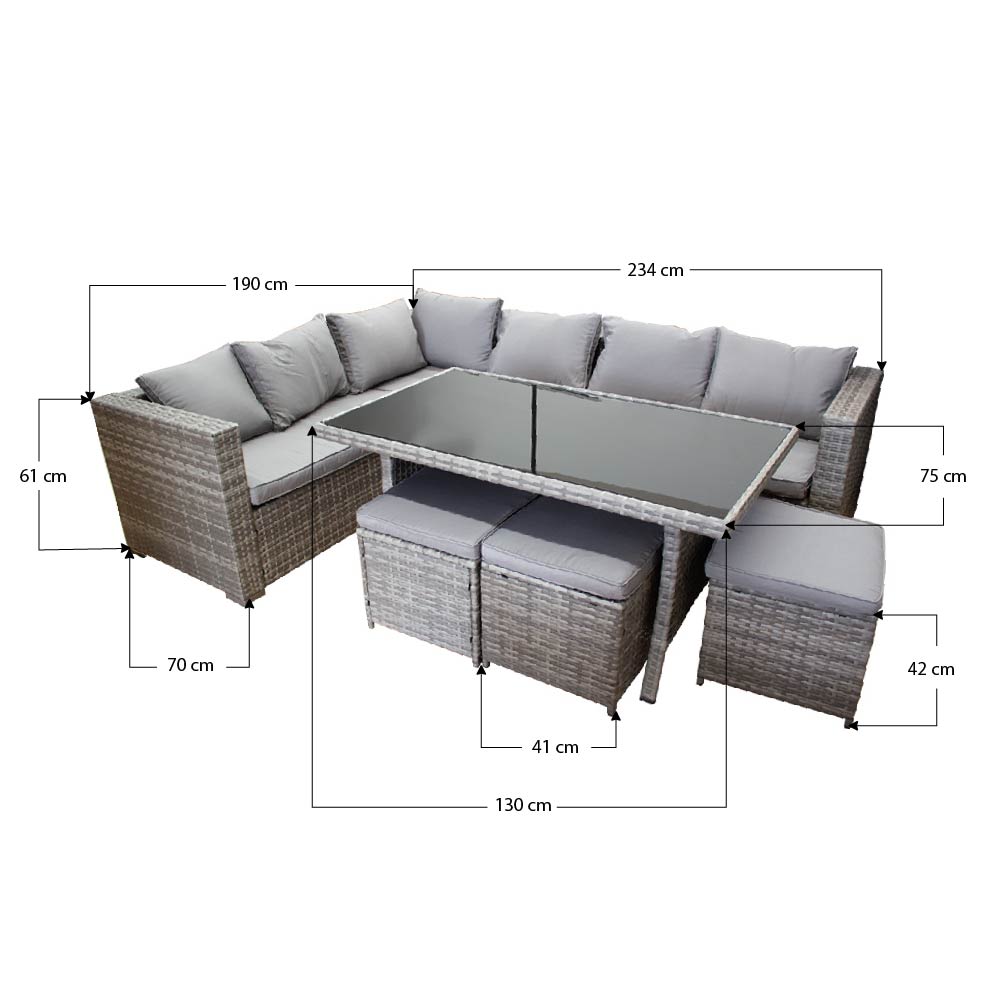 Sala Comedor para jardín Esquinera Ilios Innova color Gris