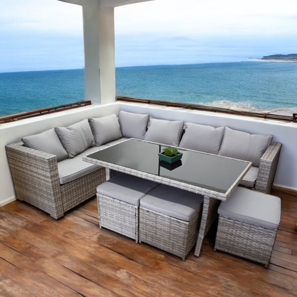 Sala Comedor para jardín Esquinera Ilios Innova color Gris