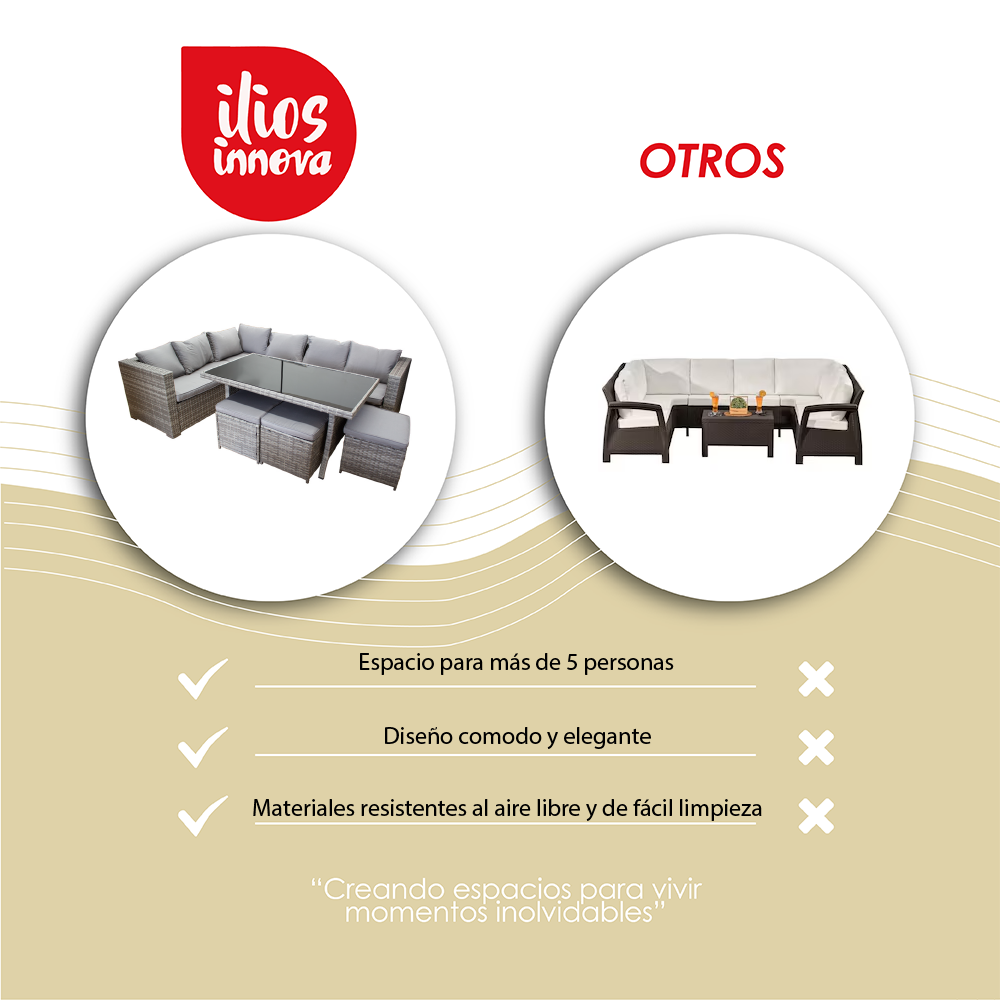 Sala Comedor para jardín Esquinera Ilios Innova color Gris