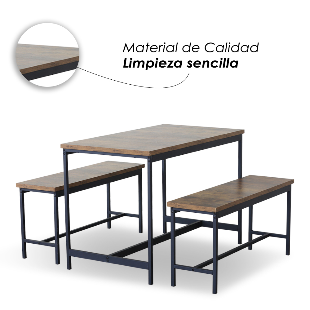 Juego de comedor 3 piezas con banca