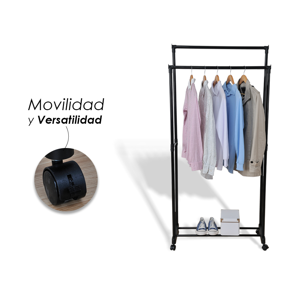 Perchero  de ropa multifuncional doble negro