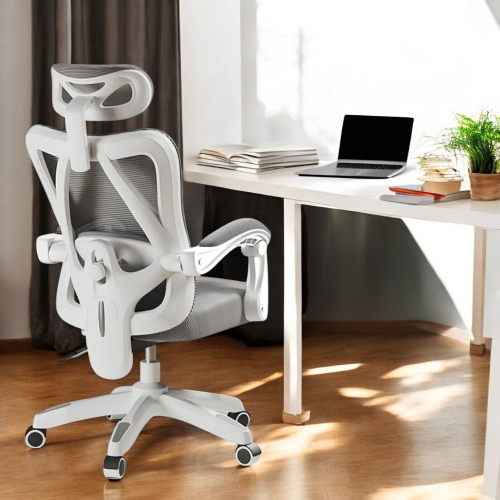 Silla Para Oficina Ergonómica con Soporte Lumbar Blanca