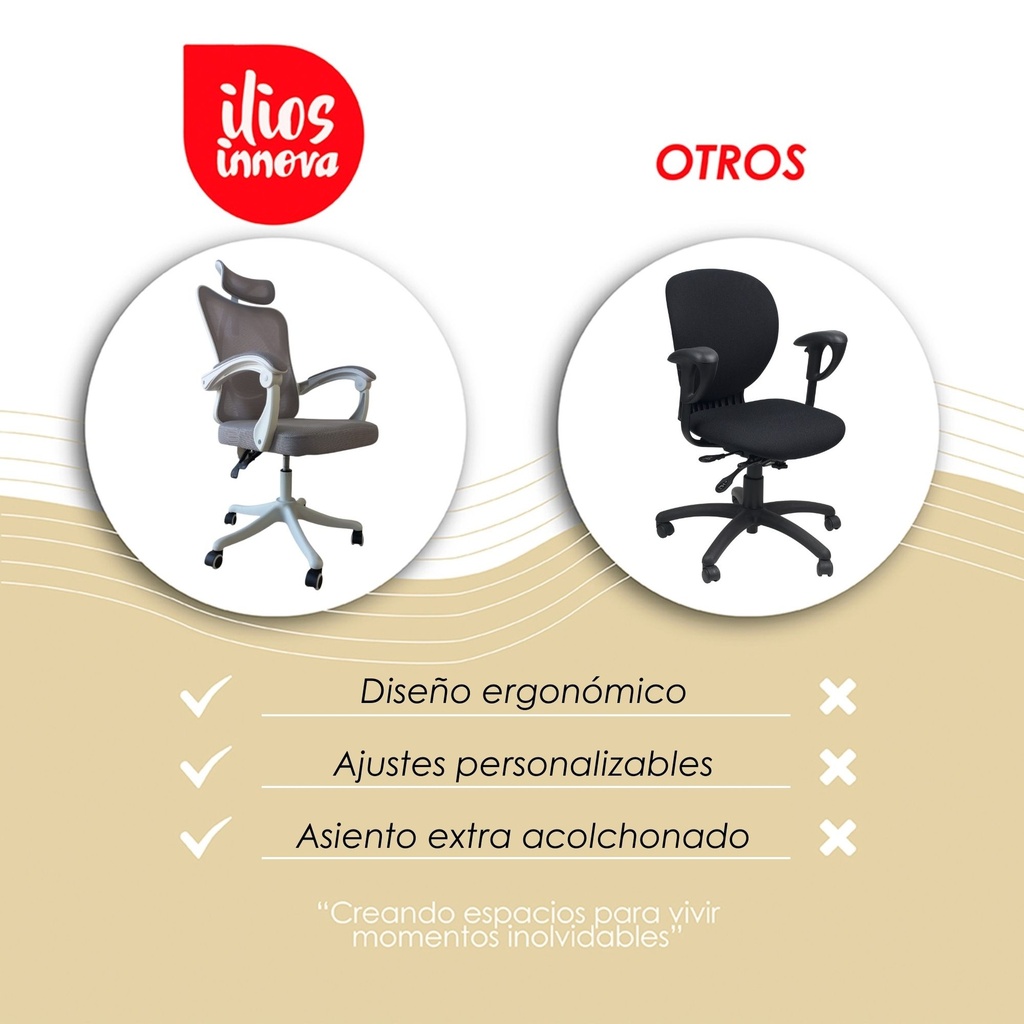 Silla Para Oficina Ergonómica con Soporte Lumbar Blanca