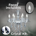 Lámpara candil de cristal candelabro 6 focos