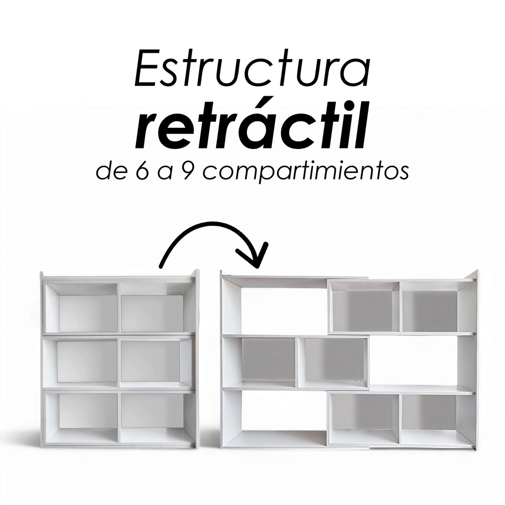 Librero organizador Ilios Innova Retráctil Blanco