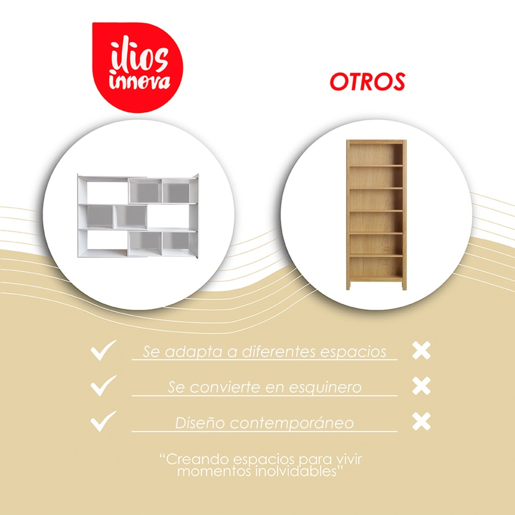 Librero organizador Ilios Innova Retráctil Blanco