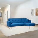 Sofa Cama 4 Plazas en L con antebrazos Azul
