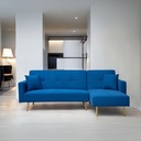 Sofa Cama 4 Plazas en L con antebrazos Azul