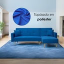 Sofa Cama 4 Plazas en L con antebrazos Azul