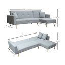 Sofa Cama 4 Plazas en L con antebrazos Gris