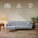 Sofa Cama 4 Plazas en L con antebrazos Gris