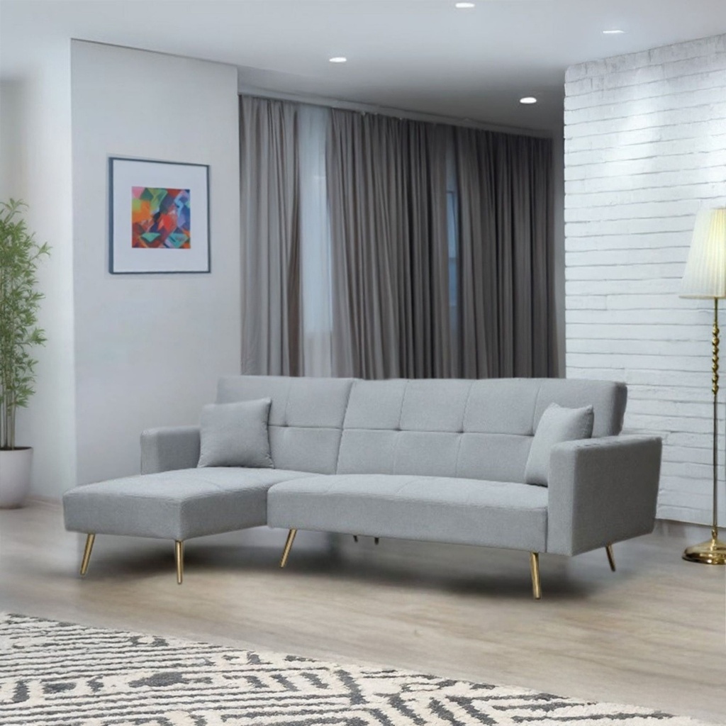 Sofa Cama 4 Plazas en L con antebrazos Gris