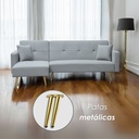 Sofa Cama 4 Plazas en L con antebrazos Gris