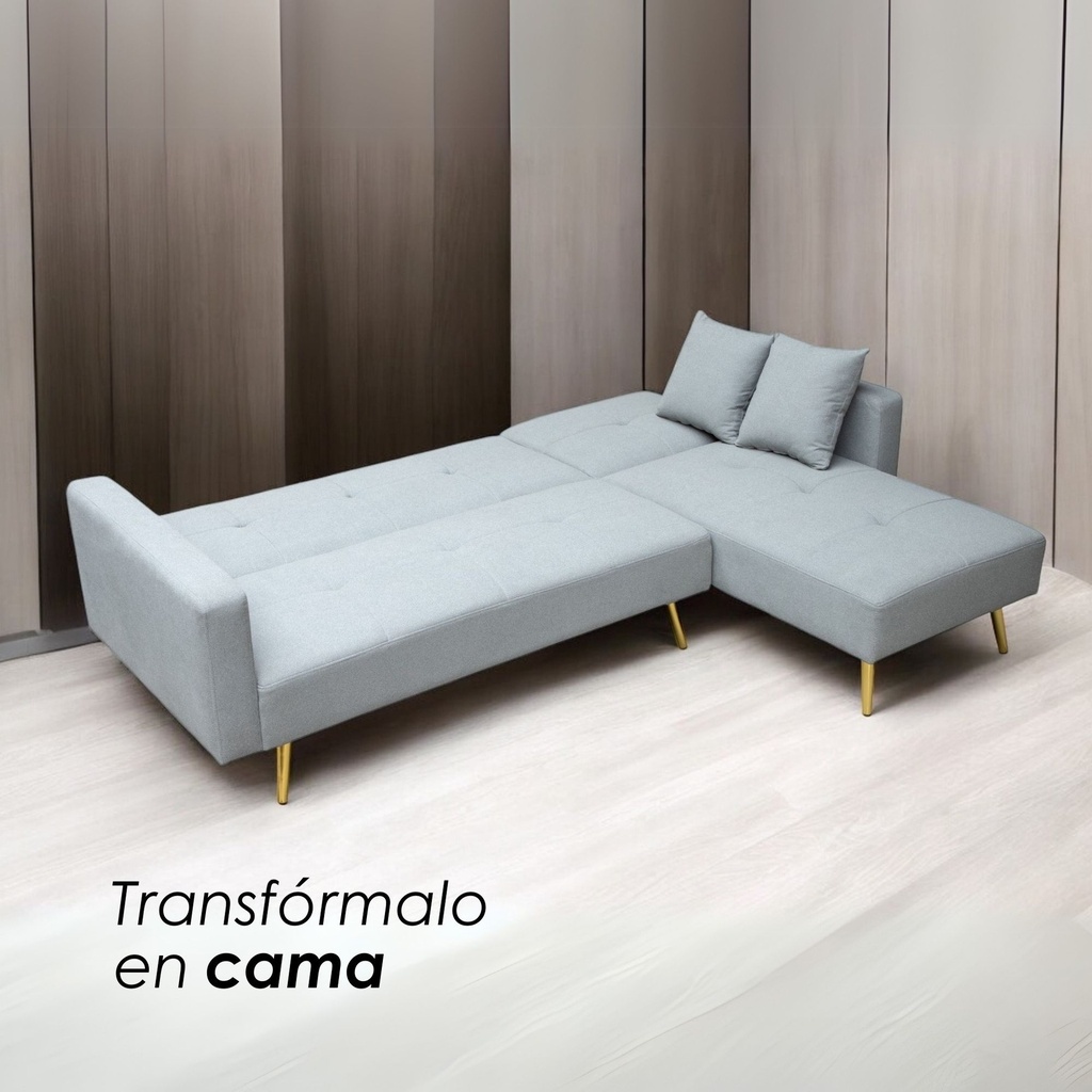 Sofa Cama 4 Plazas en L con antebrazos Gris