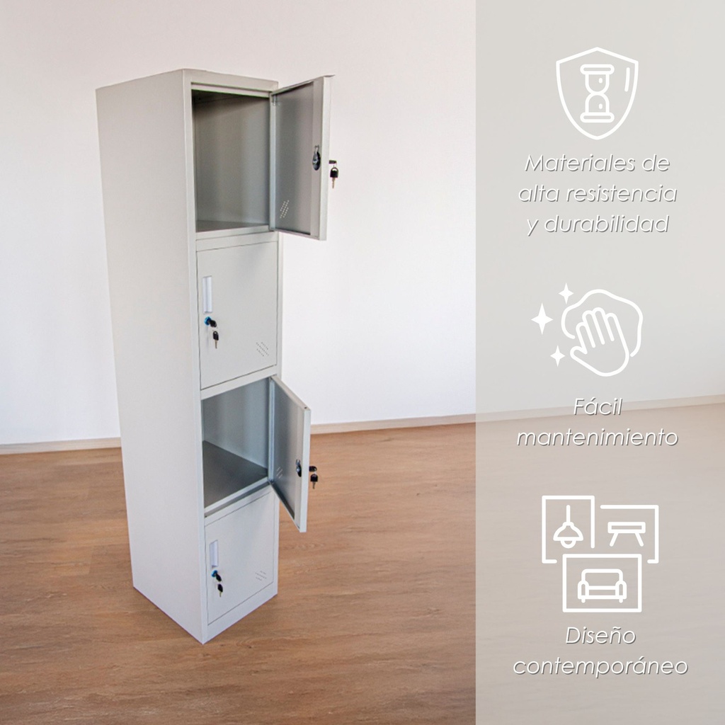 Casillero Locker de 4 Espacios Gris