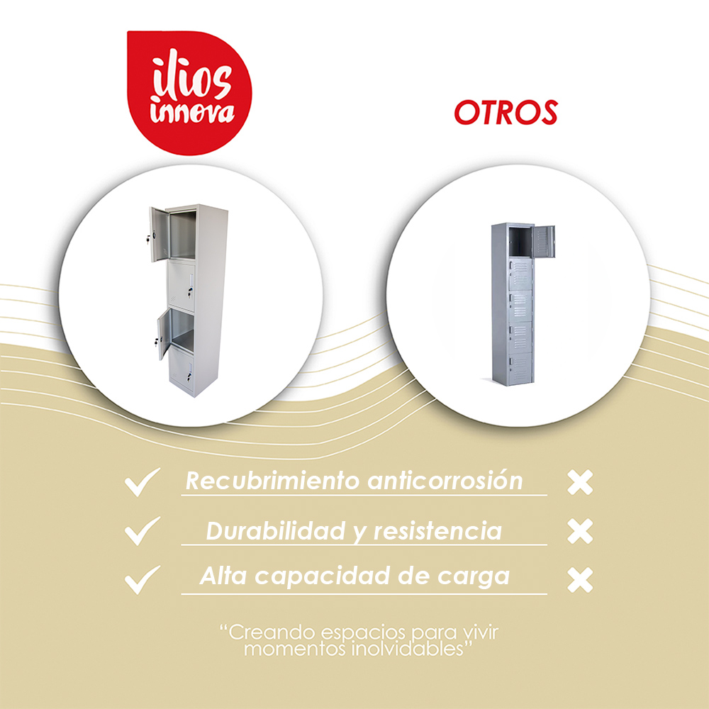 Casillero Locker de 4 Espacios Gris