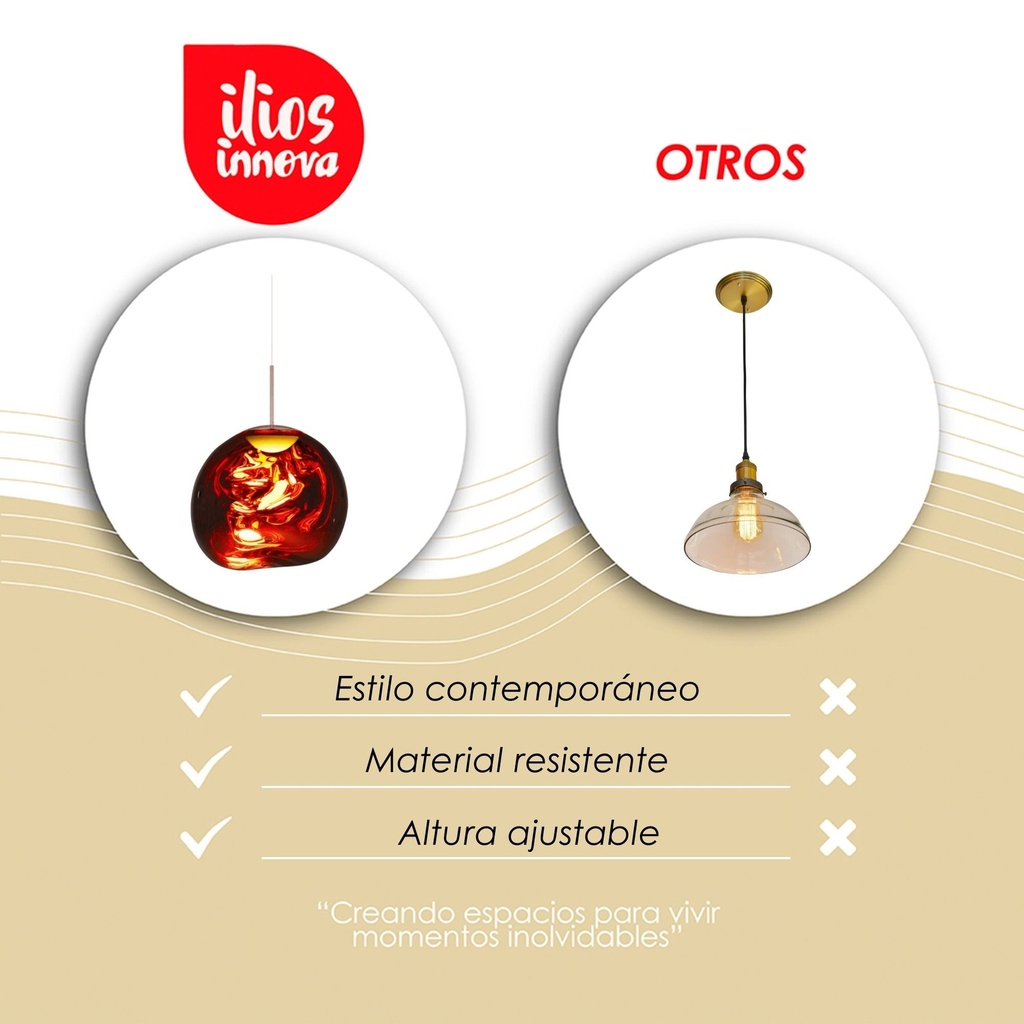 Lámpara Colgante Lava 20 Color Oro Rosa
