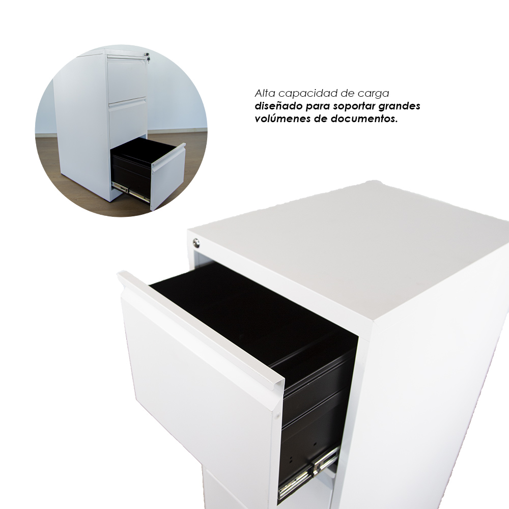 Archivero Metalico de 3 Cajones Blanco