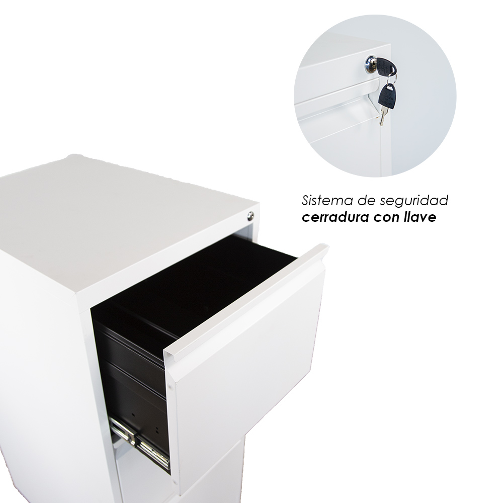 Archivero Metalico de 3 Cajones Blanco