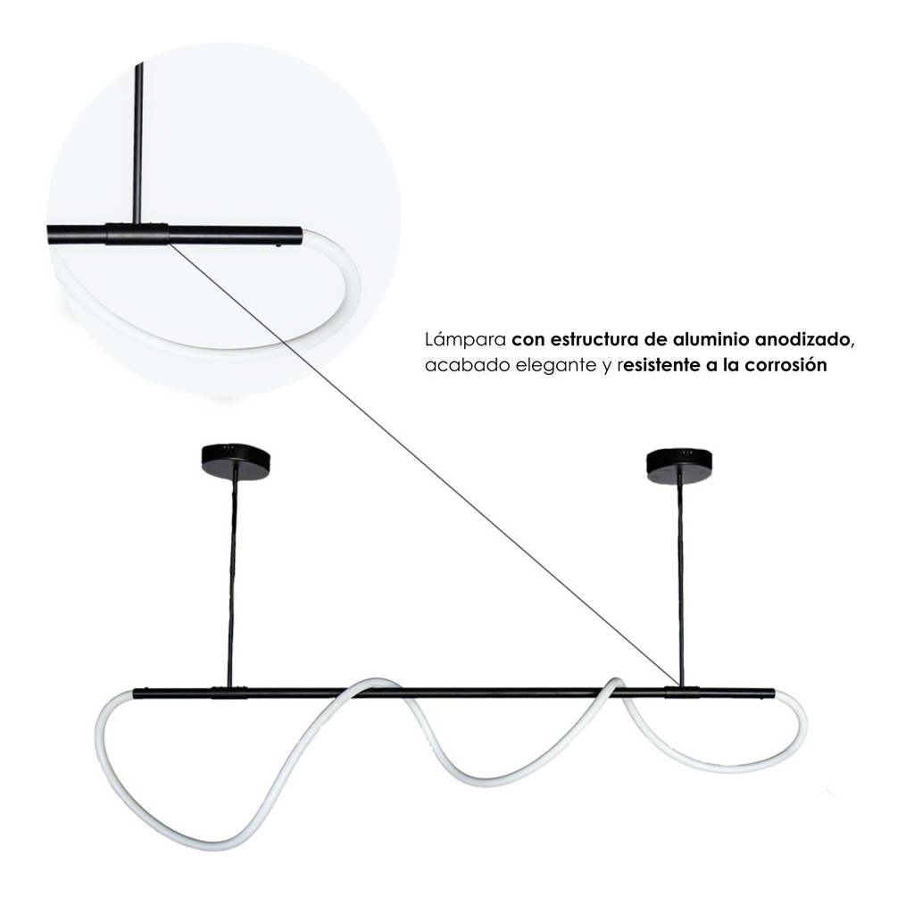 Lampara linea con estructura negra