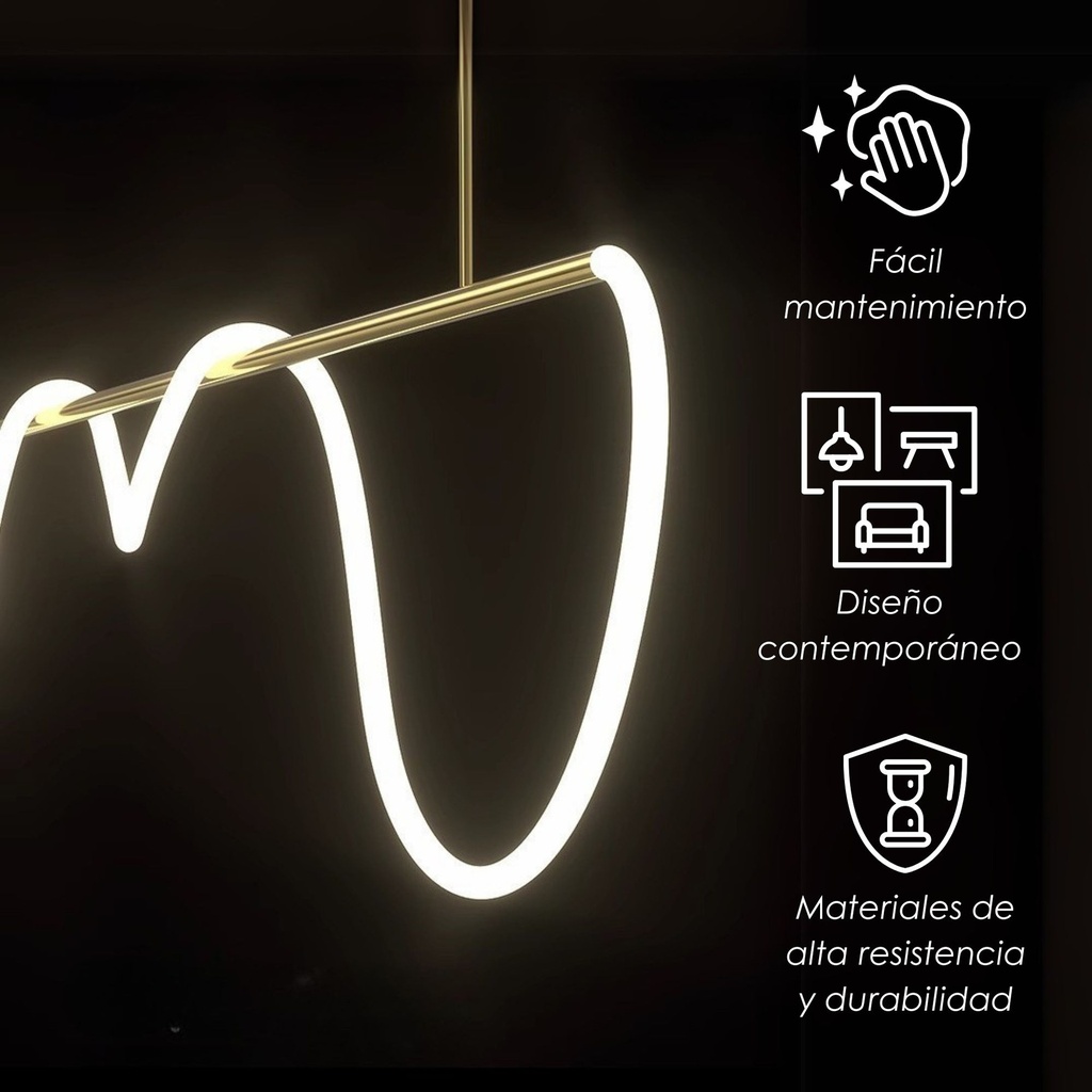 Lampara linea con estructura dorada