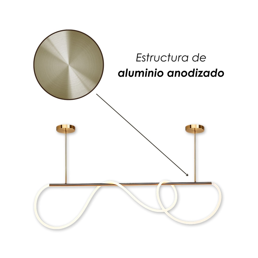Lampara linea con estructura dorada
