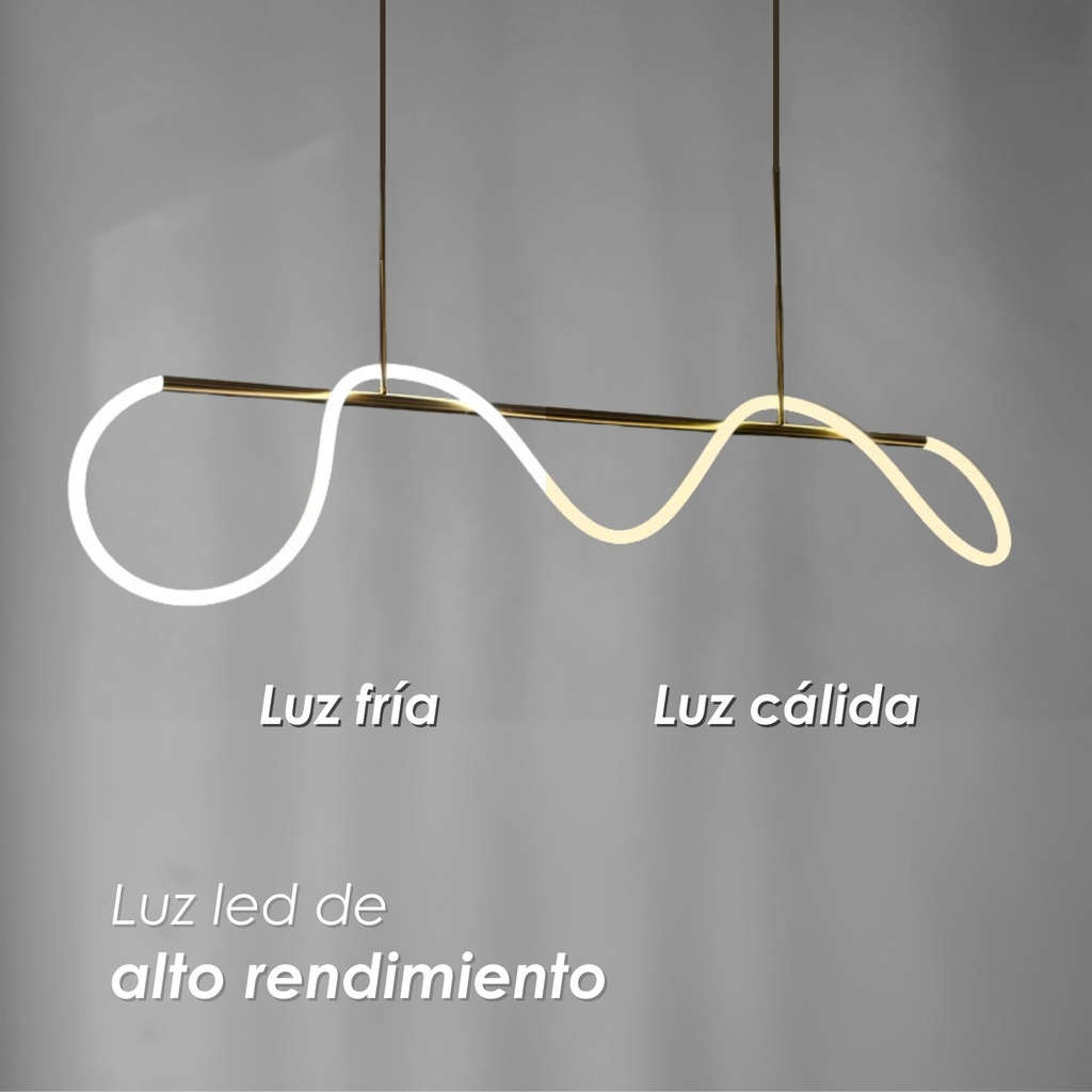 Lampara linea con estructura dorada