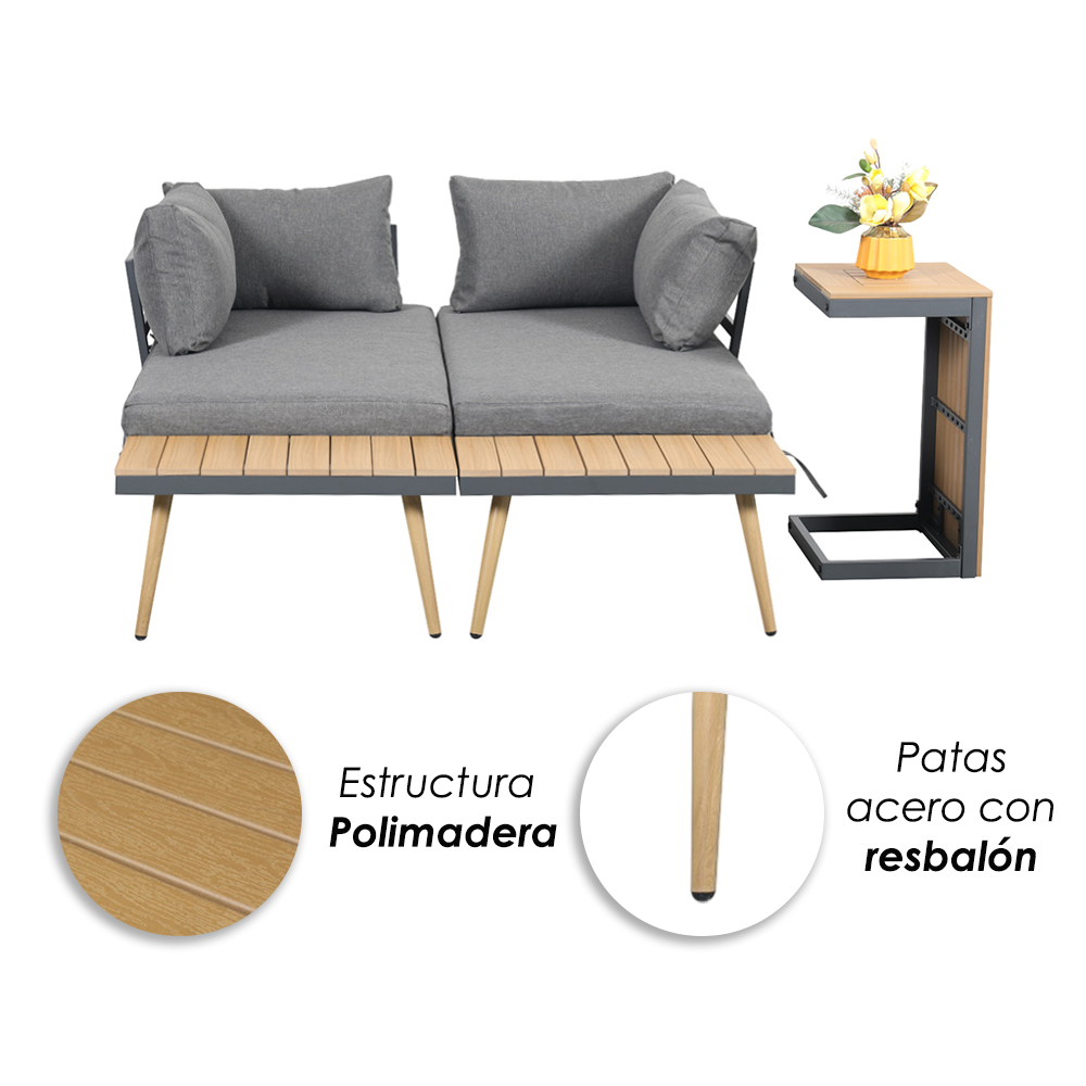 Sala esquinera para jardín en forma de L