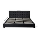 Base Con Cabecera Cama-PD054 de Madera King Lino Color Negro