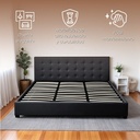 Base Con Cabecera Cama-PD054 de Madera King Lino Color Negro