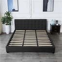 Base Con Cabecera Cama-PD054 de Madera King Lino Color Negro