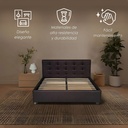 Base Con Cabecera Cama-PD054 de Madera Matrimonial Lino Color Negro