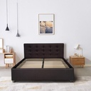 Base Con Cabecera Cama-PD054 de Madera Matrimonial Lino Color Negro