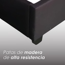 Base Con Cabecera Cama-PD054 de Madera Matrimonial Lino Color Negro