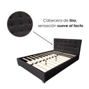 Base Con Cabecera Cama-PD054 de Madera Matrimonial Lino Color Negro