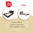 Base Con Cabecera Cama-PD054 de Madera Matrimonial Lino Color Negro