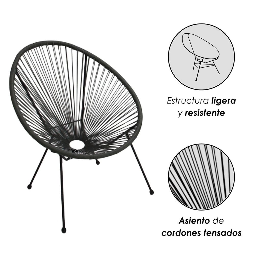 Silla tipo Acapulco color Negro