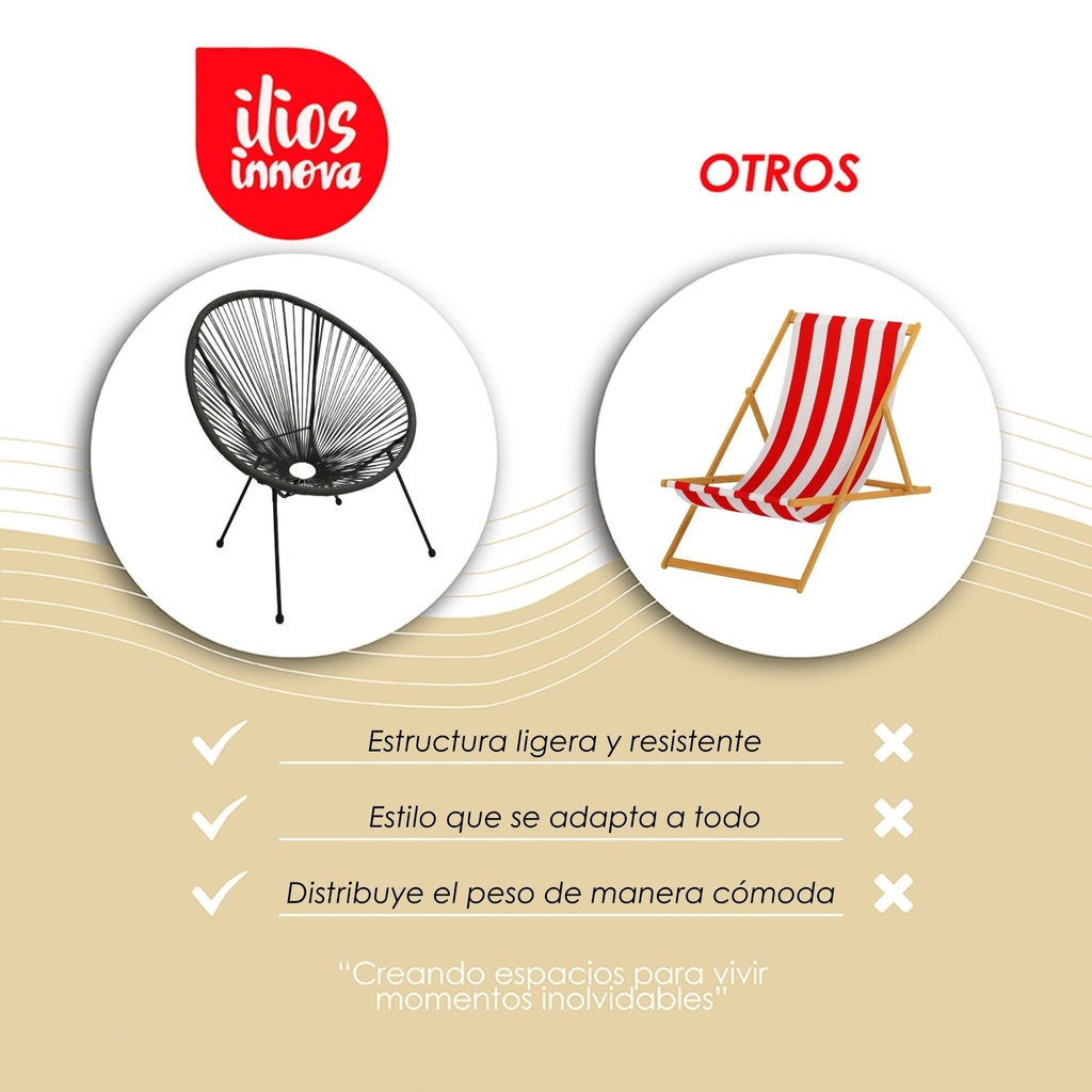 Silla tipo Acapulco color Negro