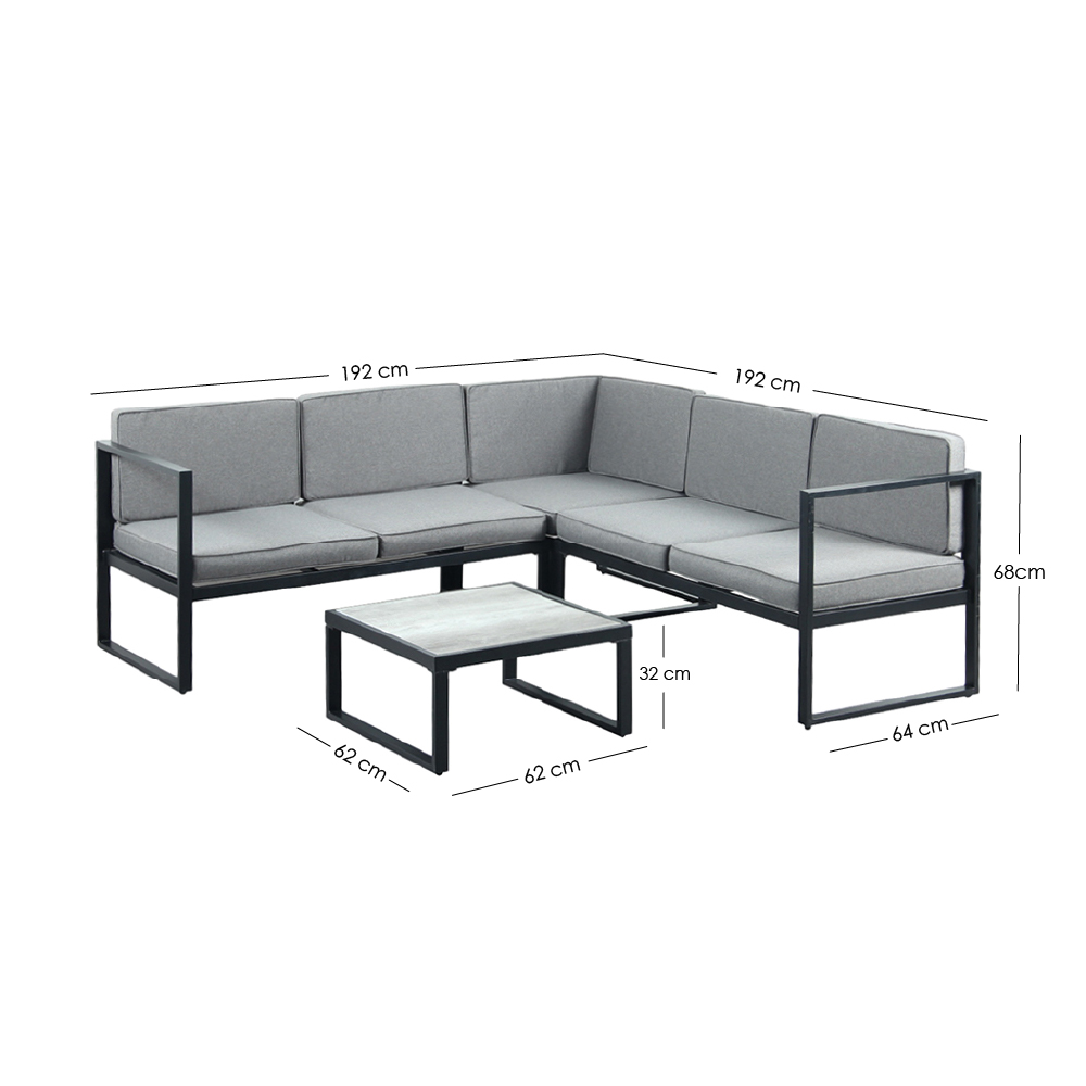 Juego de sala esquinera para jardín de metal color gris
