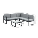 Juego de sala esquinera para jardín de metal color gris