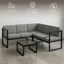 Juego de sala esquinera para jardín de metal color gris