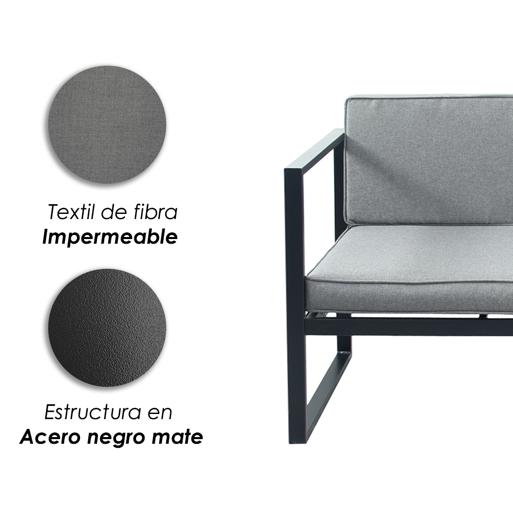 Juego de sala esquinera para jardín de metal color gris