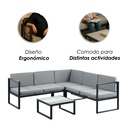 Juego de sala esquinera para jardín de metal color gris