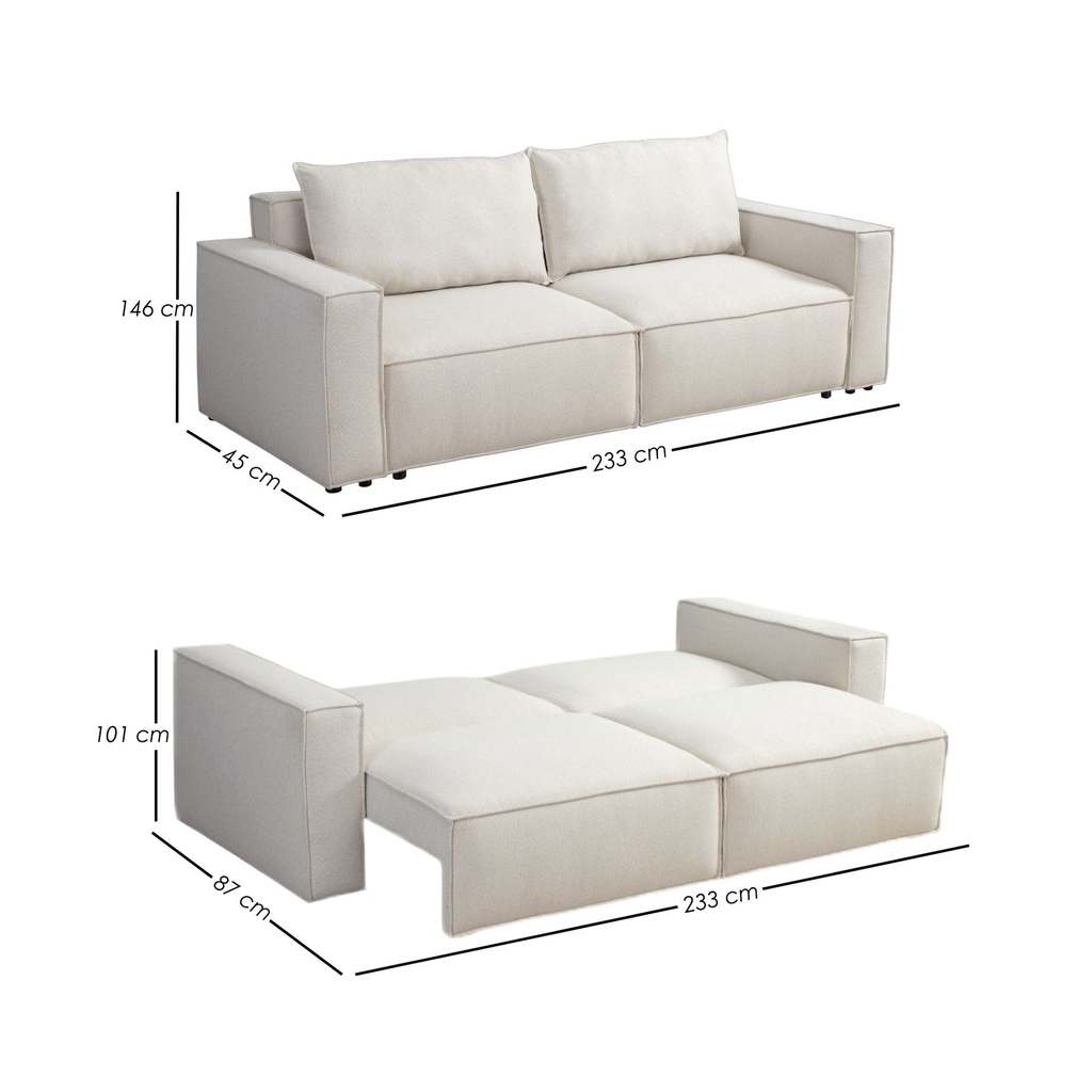 Sofa Cama 2 Plazas con antebrazos Beige
