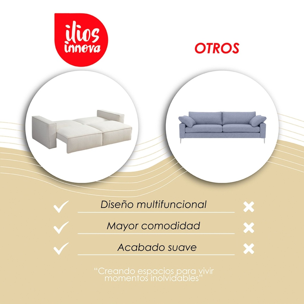 Sofa Cama 2 Plazas con antebrazos Beige