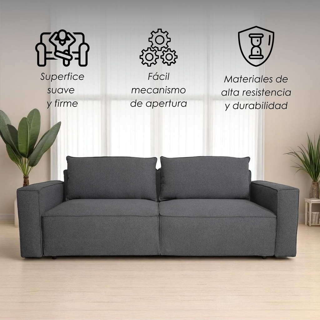 Sofa Cama 2 Plazas con antebrazos Gris
